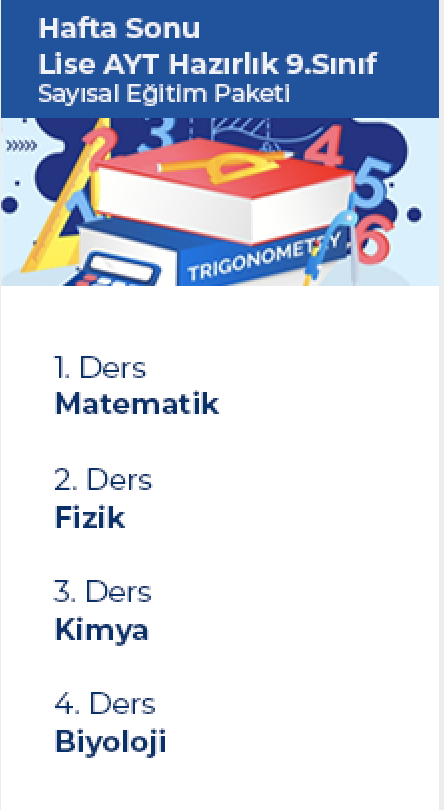 9.sınıf- Lise AYT Hazırlık Sayısal Eğitim Paketi-HS DKHS-LSEP-9-2021WK
